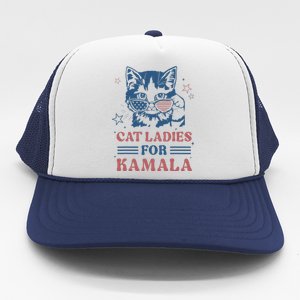 Cat Ladies For Kamala Funny Cat President Kamala Harris 2024 Trucker Hat