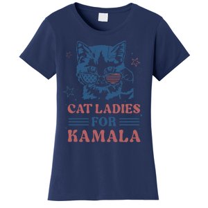 Cat Ladies For Kamala Funny Cat President Kamala Harris 2024 Women's T-Shirt