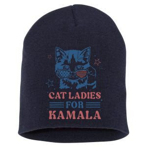 Cat Ladies For Kamala Funny Cat President Kamala Harris 2024 Short Acrylic Beanie