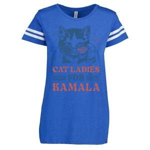 Cat Ladies For Kamala Funny Cat President Kamala Harris 2024 Enza Ladies Jersey Football T-Shirt