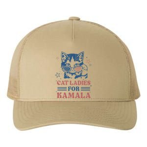 Cat Ladies For Kamala Funny Cat President Kamala Harris 2024 Yupoong Adult 5-Panel Trucker Hat