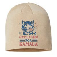 Cat Ladies For Kamala Funny Cat President Kamala Harris 2024 Sustainable Beanie