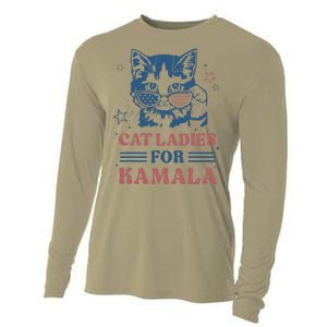 Cat Ladies For Kamala Funny Cat President Kamala Harris 2024 Cooling Performance Long Sleeve Crew