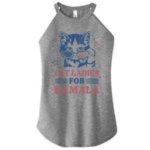 Cat Ladies For Kamala Funny Cat President Kamala Harris 2024 Women's Perfect Tri Rocker Tank