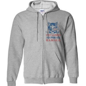 Cat Ladies For Kamala Funny Cat President Kamala Harris 2024 Full Zip Hoodie