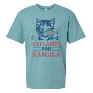 Cat Ladies For Kamala Funny Cat President Kamala Harris 2024 Sueded Cloud Jersey T-Shirt