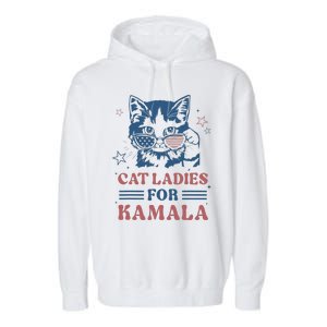 Cat Ladies For Kamala Funny Cat President Kamala Harris 2024 Garment-Dyed Fleece Hoodie