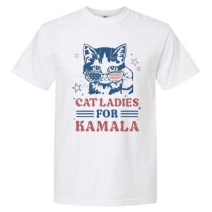 Cat Ladies For Kamala Funny Cat President Kamala Harris 2024 Garment-Dyed Heavyweight T-Shirt