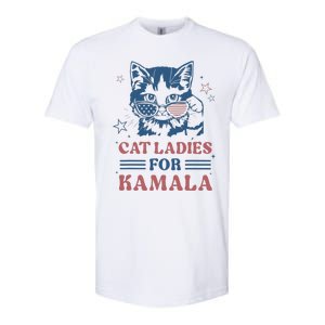 Cat Ladies For Kamala Funny Cat President Kamala Harris 2024 Softstyle CVC T-Shirt