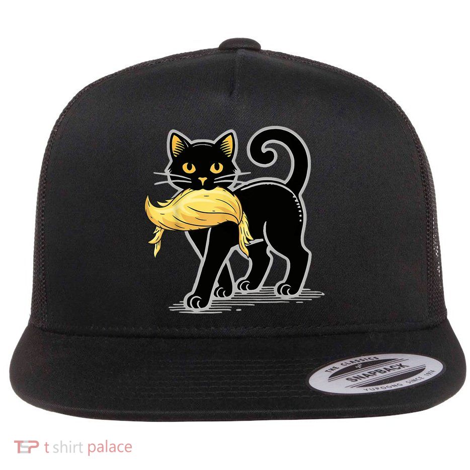 Cat Ladies For Kamala Harris Donald Trump 2024 Flat Bill Trucker Hat