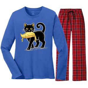 Cat Ladies For Kamala Harris Donald Trump 2024 Women's Long Sleeve Flannel Pajama Set 