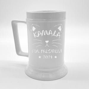 Cat Ladies For Kamala Funny Cat 2024 President Kamala Harris Beer Stein