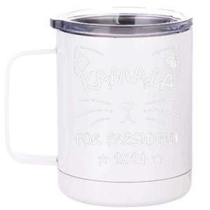 Cat Ladies For Kamala Funny Cat 2024 President Kamala Harris 12 oz Stainless Steel Tumbler Cup