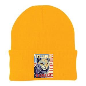 Cat Ladies For Kamala Funny Cat 2024 President Kamala Harris Knit Cap Winter Beanie