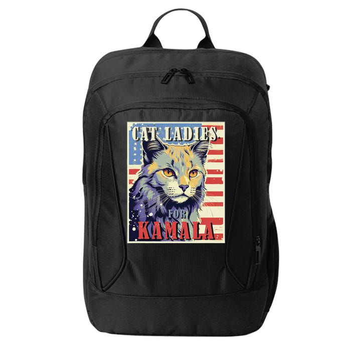 Cat Ladies For Kamala Funny Cat 2024 President Kamala Harris City Backpack