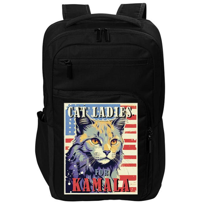 Cat Ladies For Kamala Funny Cat 2024 President Kamala Harris Impact Tech Backpack