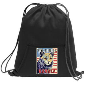 Cat Ladies For Kamala Funny Cat 2024 President Kamala Harris Sweatshirt Cinch Pack Bag