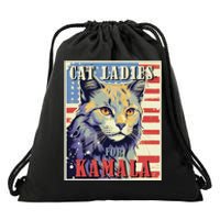 Cat Ladies For Kamala Funny Cat 2024 President Kamala Harris Drawstring Bag