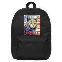 Cat Ladies For Kamala Funny Cat 2024 President Kamala Harris 16 in Basic Backpack