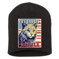 Cat Ladies For Kamala Funny Cat 2024 President Kamala Harris Short Acrylic Beanie