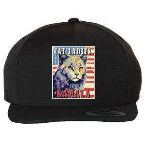 Cat Ladies For Kamala Funny Cat 2024 President Kamala Harris Wool Snapback Cap