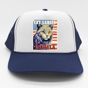 Cat Ladies For Kamala Funny Cat 2024 President Kamala Harris Trucker Hat