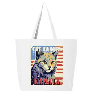 Cat Ladies For Kamala Funny Cat 2024 President Kamala Harris 25L Jumbo Tote