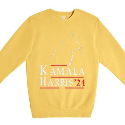 Cat Lady For Kamala Funny Cat 2024 President Kamala Harris Premium Crewneck Sweatshirt