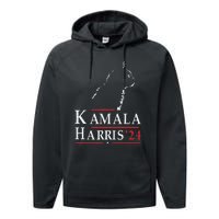 Cat Lady For Kamala Funny Cat 2024 President Kamala Harris Performance Fleece Hoodie