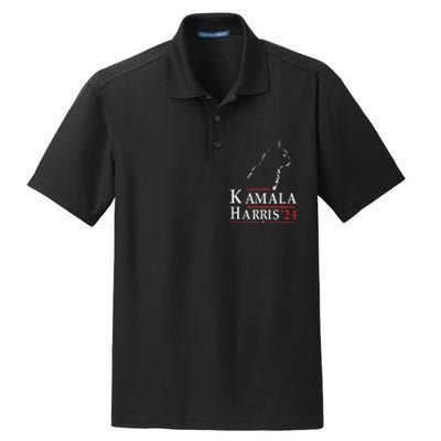 Cat Lady For Kamala Funny Cat 2024 President Kamala Harris Dry Zone Grid Polo