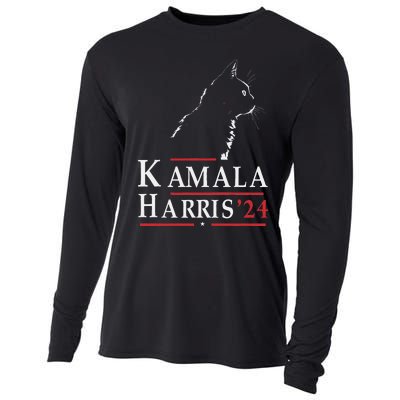 Cat Lady For Kamala Funny Cat 2024 President Kamala Harris Cooling Performance Long Sleeve Crew