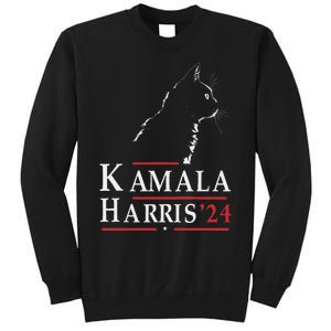 Cat Lady For Kamala Funny Cat 2024 President Kamala Harris Tall Sweatshirt