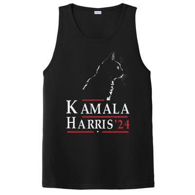 Cat Lady For Kamala Funny Cat 2024 President Kamala Harris PosiCharge Competitor Tank