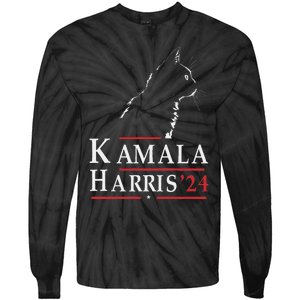 Cat Lady For Kamala Funny Cat 2024 President Kamala Harris Tie-Dye Long Sleeve Shirt