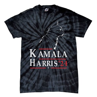 Cat Lady For Kamala Funny Cat 2024 President Kamala Harris Tie-Dye T-Shirt