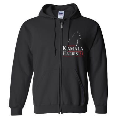 Cat Lady For Kamala Funny Cat 2024 President Kamala Harris Full Zip Hoodie