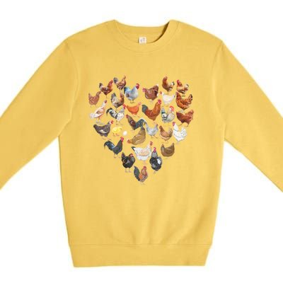 Chicken Love For Farmer Raising Chickens Farm Premium Crewneck Sweatshirt