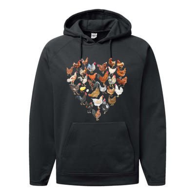 Chicken Love For Farmer Raising Chickens Farm Performance Fleece Hoodie