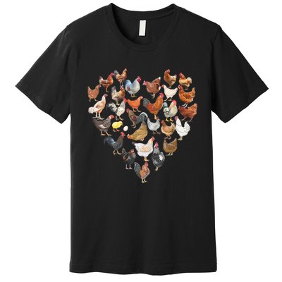 Chicken Love For Farmer Raising Chickens Farm Premium T-Shirt