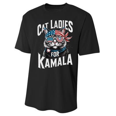 Cat Ladies For Kamala 2024 President Kamalaharris Gift Performance Sprint T-Shirt