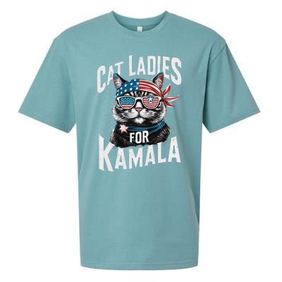 Cat Ladies For Kamala 2024 President Kamalaharris Gift Sueded Cloud Jersey T-Shirt