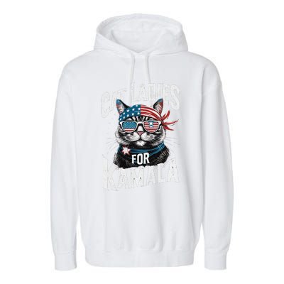 Cat Ladies For Kamala 2024 President Kamalaharris Gift Garment-Dyed Fleece Hoodie