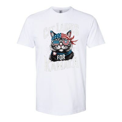 Cat Ladies For Kamala 2024 President Kamalaharris Gift Softstyle CVC T-Shirt