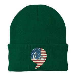 Comma La Funny Kamala Harris Usa Flag Knit Cap Winter Beanie