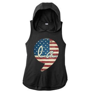 Comma La Funny Kamala Harris Usa Flag Ladies PosiCharge Tri-Blend Wicking Draft Hoodie Tank