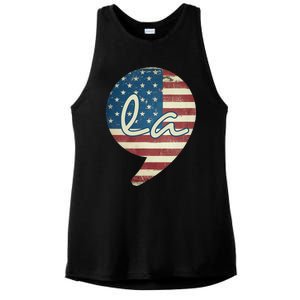 Comma La Funny Kamala Harris Usa Flag Ladies PosiCharge Tri-Blend Wicking Tank