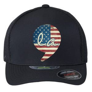 Comma La Funny Kamala Harris Usa Flag Flexfit Unipanel Trucker Cap