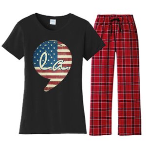 Comma La Funny Kamala Harris Usa Flag Women's Flannel Pajama Set