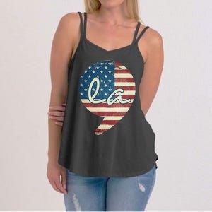 Comma La Funny Kamala Harris Usa Flag Women's Strappy Tank