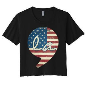 Comma La Funny Kamala Harris Usa Flag Women's Crop Top Tee